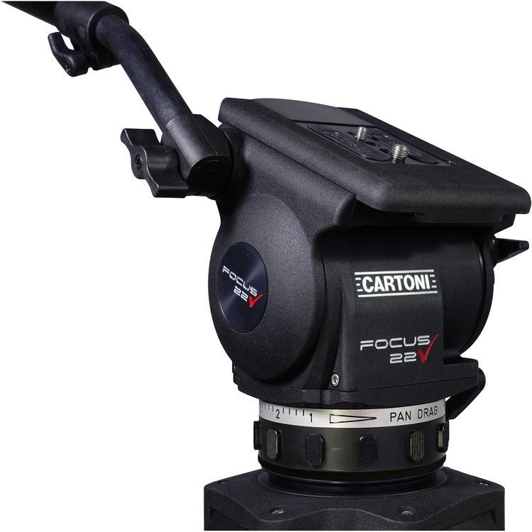 Cartoni Focus 22 Head BB with Telescopic Pan Bar, HD 1-Stage AL Tripod, MLS, Rubber Feet & Soft Case (100mm)