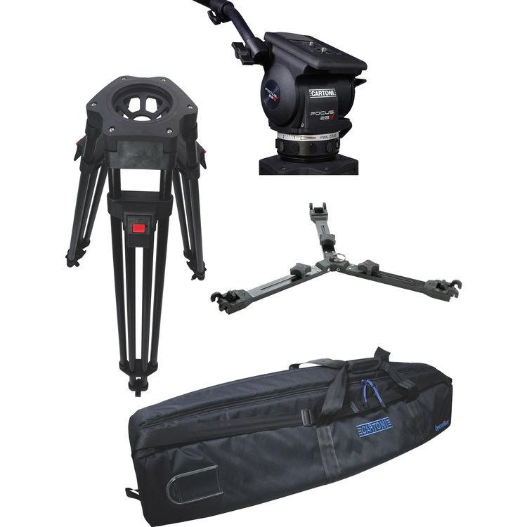 Cartoni Focus 22 Head BB with Telescopic Pan Bar, HD 1-Stage AL Tripod, MLS, Rubber Feet & Soft Case (100mm)