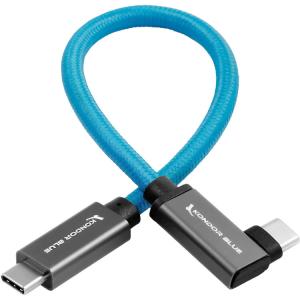 Kondor Blue USB-C 3.2 Gen 2 Straight to Right-Angle Cable (8.5", Kondor Blue)
