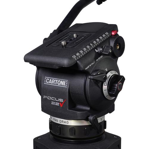 Cartoni Focus 22 Tripod System with 2-Stage Aluminum Legs, Mid-Level Spreader, and Bag