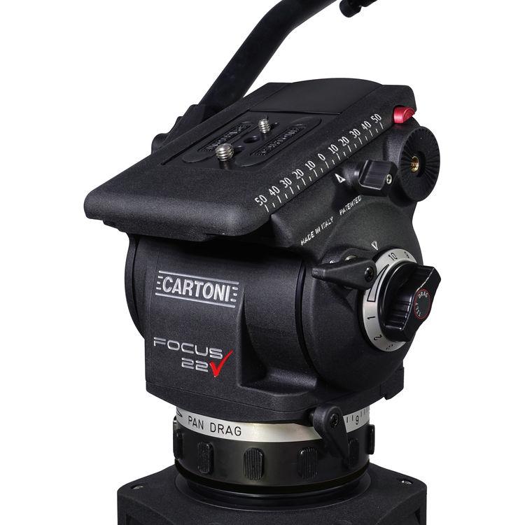 Cartoni Focus 22 Tripod System with 2-Stage Carbon Fiber Legs, Mid-Level Spreader, and Bag