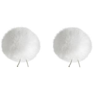 Bubblebee Industries Twin Windbubble Minature Imitation-Fur Windscreens (Lav Size 2, 1.38", White)