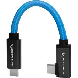 Kondor Blue USB-C 3.2 Gen 2 Straight to Right-Angle Cable (5", Kondor Blue)