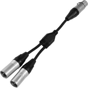 Kondor Blue Dual Male XLR to Female XLR Audio Y Splitter Cable (10", Raven Black)