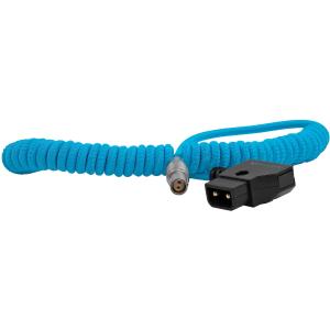 Kondor Blue Coiled D-Tap to Female 2-Pin LEMO-Type Power Cable for RED KOMODO (14-29")