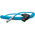 Kondor Blue Coiled D-Tap to Female 2-Pin LEMO-Type Power Cable for RED KOMODO (14-29")