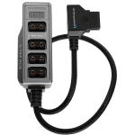 Kondor Blue Male D-Tap to 4-Port Female D-Tap Splitter Hub with Voltmeter (16", Space Gray)