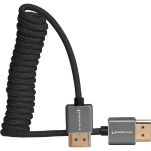 Kondor Blue Coiled High-Speed HDMI 2.0 Braided Cable (12 to 24", Raven Black)