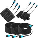 Kondor Blue Fletch Fiber Transmitter & Receiver Modules Kit for HDMI with Fiber Armored Cables OM3 MPO (100', Raven Black, 3-Pack)