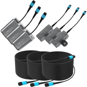 Kondor Blue Fletch Fiber Transmitter & Receiver Modules Kit for HDMI with Fiber Armored Cables OM3 MPO (300', Space Gray, 3-Pack)