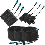 Kondor Blue Fletch Fiber Transmitter & Receiver Modules Kit for HDMI with Fiber Armored Cables OM3 MPO (300', Raven Black, 3-Pack)