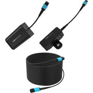 Kondor Blue Fletch Fiber Transmitter & Receiver Module Kit for HDMI with Fiber Armored Cable OM3 MPO (300', Raven Black)
