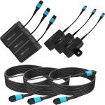 Kondor Blue Fletch Fiber Transmitter & Receiver Modules Kit for HDMI with Fiber Armored Cables OM3 MPO (50', Raven Black, 3-Pack)