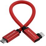 Kondor Blue Straight to Right-Angle USB-C 3.1 Gen 2 Cable (8.5", Cardinal Red)