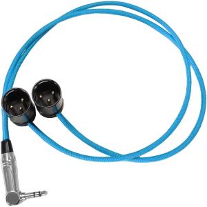 Kondor Blue Dual Low-Profile Right-Angle XLR Male to 3.5mm TRS Cable (16")