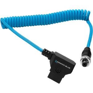 Kondor Blue Coiled D-Tap to Locking DC Barrel Power Cable (Kondor Blue)