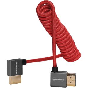 Kondor Blue Coiled Right-Angle High-Speed HDMI Cable (Cardinal Red, 12 to 24")
