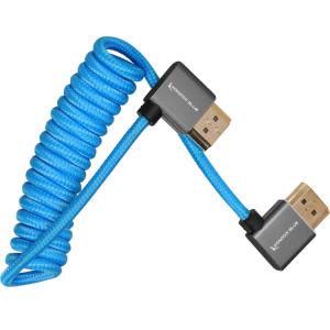Kondor Blue Coiled Right-Angle High-Speed HDMI Cable (Kondor Blue, 12 to 24")