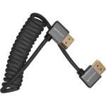 Kondor Blue Coiled Right-Angle High-Speed HDMI Cable (Raven Black, 12 to 24")