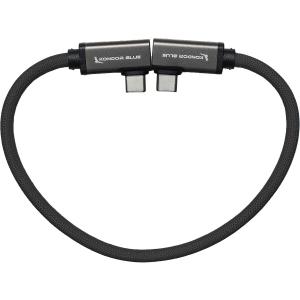 Kondor Blue USB-C 3.1 Gen 2 Dual Right-Angle Cable (Raven Black, 12")