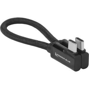 Kondor Blue Dual Right-Angle USB-C 3.2 Gen 2x2 Braided Cable (8")
