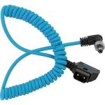 Kondor Blue Coiled D-Tap to Locking DC 2.1mm Right-Angle Cable (1.3 to 2.7')