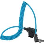 Kondor Blue Coiled D-Tap to Locking DC 2.5mm Right-Angle Cable for amaran (Kondor Blue, 1.3 to 2.7')