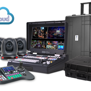 Datavideo MobileCast Production Station HS-3200, 3x PTC-140, RMC-300A, and sturdy transport cases