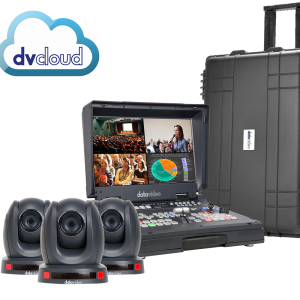 Datavideo SHOWCASTHS-1600T, three PTC-145T's and a sturdy rolling case for transport