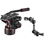 Manfrotto 612 Nitrotech Fluid Video Head and Carbon Fiber Twin Leg Tripod with Middle Spreader