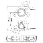 KUPO Slim Type Swivel Coupler for 2in to 1.25-1.5in Tube - Silver
