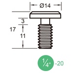 KUPO KS-165 1/4”-20 CAMERA SCREW WITH FLAT HEAD & SLOTTED DRIVE