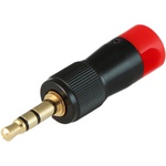 Cable Techniques CT-LPS-T35L-R Low-Profile Right-Angle 3.5mm TRS Screw-Locking Connector (Red)