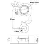 KUPO Slim Handcuff Clamp with Eye Ring for 60mm Tube - Silver