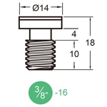 KUPO KS-150 3/8”-16 CAMERA SCREW WWITH FLAT HEAD & SLOTTED DRIVE