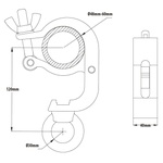 KUPO Mighty Handcuff Clamp with Eye Ring for 60mm Tube - Silver