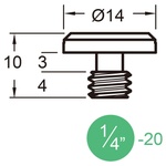 KUPO KS-167 1/4”-20 CAMERA SCREW WITH FLAT HEAD & SLOTTED DRIVE