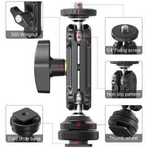 Ulanzi Double Ball Head Magic Arm with 1/4"-20 Screw and Cold Shoe