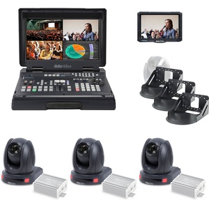 Datavideo HS-1600T Mark II Mobile Studio Kit with 3 x PTC-140T, Wall Mounts & TLM-700K (Black)