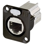 Neutrik NE8FDX-P6-B D-Shape Cat 6a Shielded Feedthrough Panel Connector (Black)