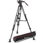Manfrotto 612 Nitrotech Fluid Video Head and Aluminum Twin Leg Tripod with Middle Spreader