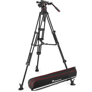 Manfrotto 612 Nitrotech Fluid Video Head and Aluminum Twin Leg Tripod with Middle Spreader