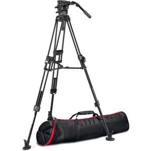 Manfrotto 526-1 Fluid Head with 645 FAST Twin Aluminum Tripod System with 2-in-1 Spreader & Bag