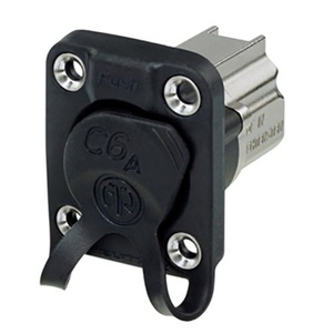 Neutrik NE8FDX-P6-W D-Shape Cat 6a Shielded Feedthrough Panel Connector with Rubber Sealing Cap