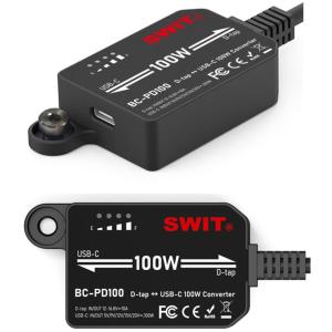 SWIT BC-PD100 100-Watt D-Tap to USB-C PD Bi-directional Power Adapter with 1/4 Inch Camera Rig Mount